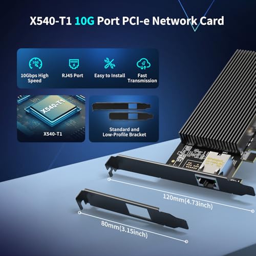 NICGIGA 10Gb Base-T PCI-e Network Card, Intel X540-T1 Controller, NICGIGA 10Gbps Ethernet Adapter with 10Gbe RJ45 Port ， 10G NIC Card, Support Windows/Windows Server/Linux/Vmware/ESX - Image 2