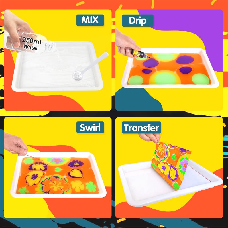 Coodoo Water Marbling Paint for Kids - Arts and Crafts for Girls & Boys Crafts Kits Ideal Gifts for Kids Age 6-8 8-12 - Image 4