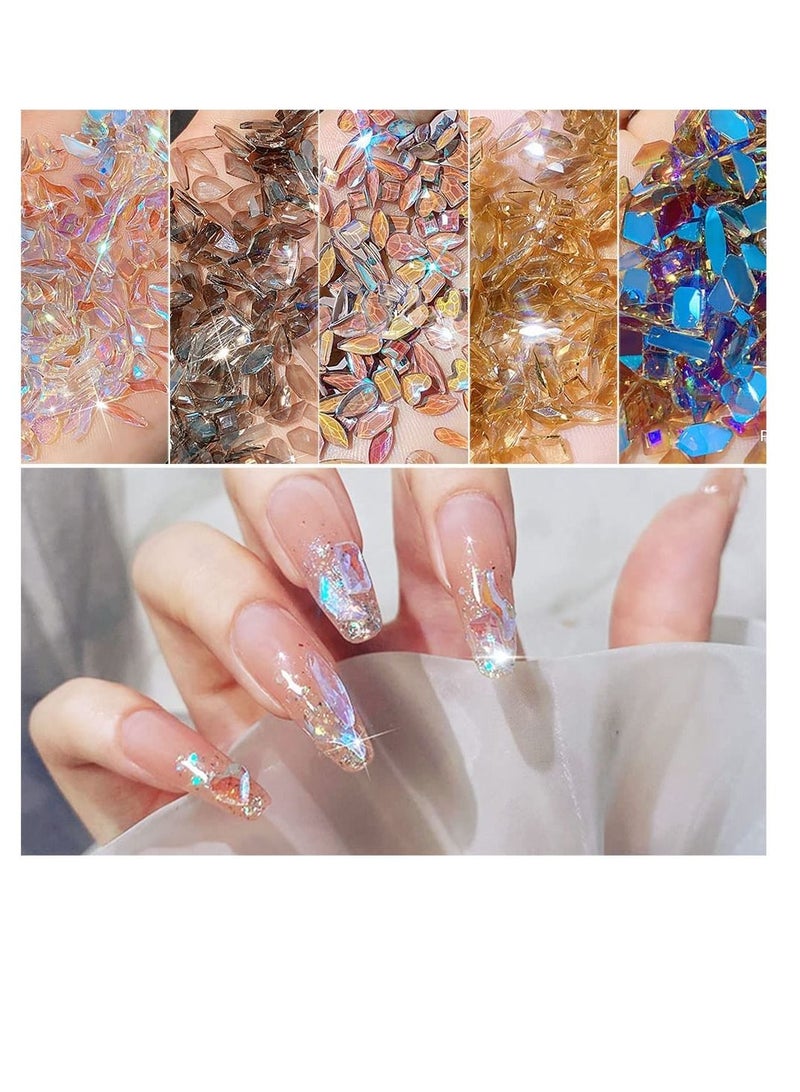 KASTWAVE Nail Rhinestones Decoration, 3D Nail Art Supplies Multi Shape Mix Shiny Aurora Crystal Crafts, Glitter Gems Nail Decals Colorful Design for Women Nails Decorations - Image 4