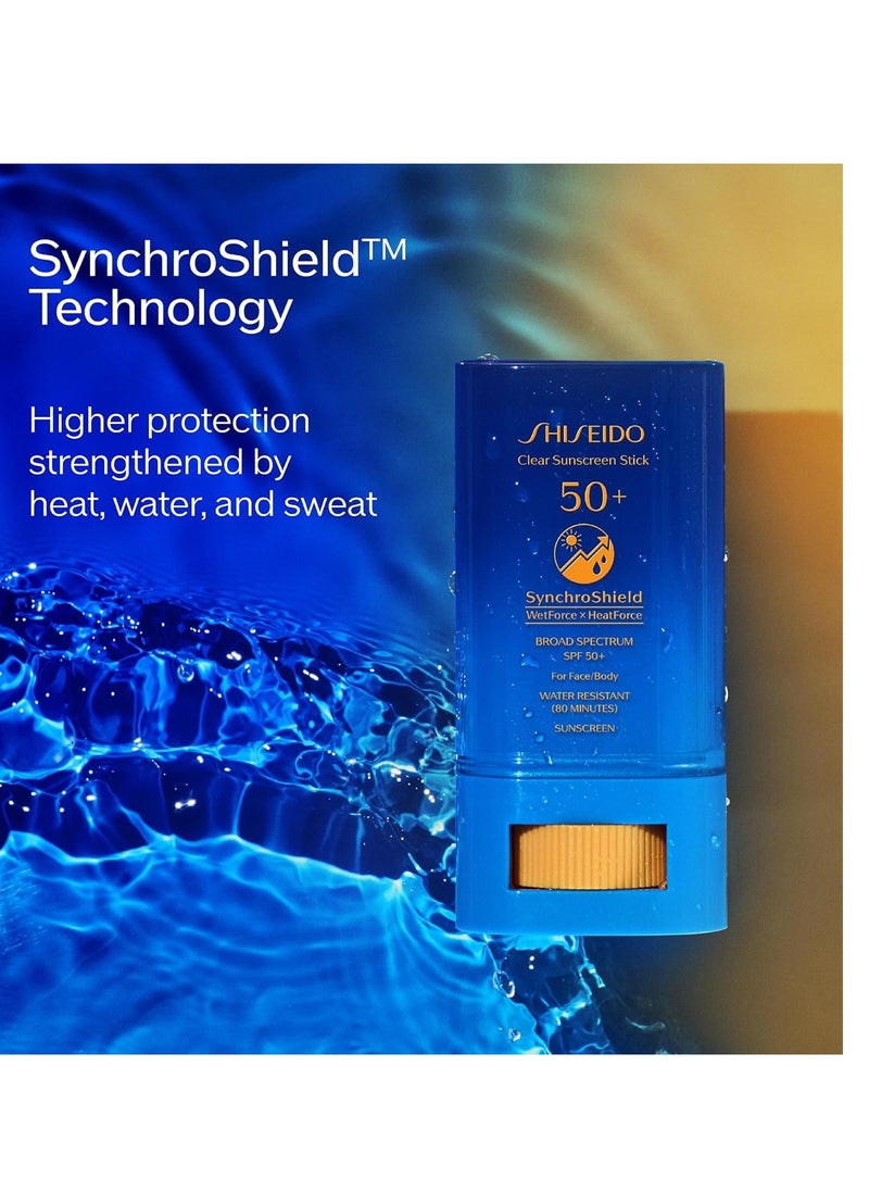 Shiseido - Shiseido Clear Sunscreen Stick SPF 50+ - Invisible Broad-Spectrum Face Sunscreen - Wear Under & Over Makeup - Lightweight Formula - All Skin Types - Image 1