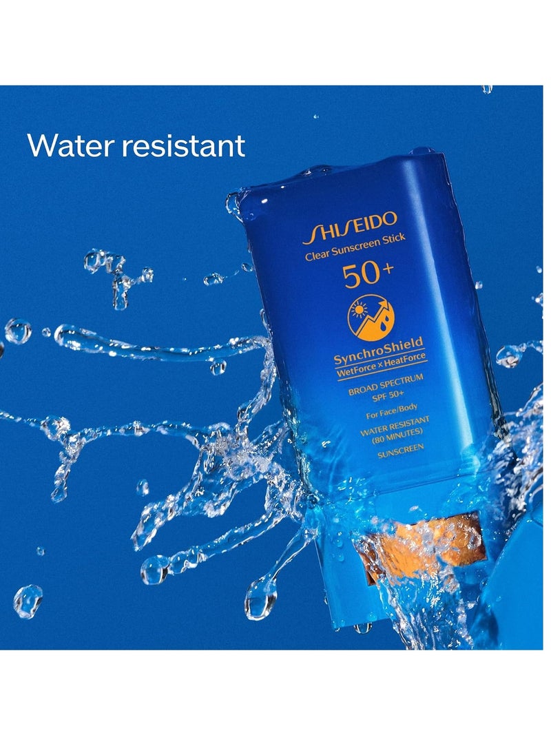Shiseido - Shiseido Clear Sunscreen Stick SPF 50+ - Invisible Broad-Spectrum Face Sunscreen - Wear Under & Over Makeup - Lightweight Formula - All Skin Types - Image 1
