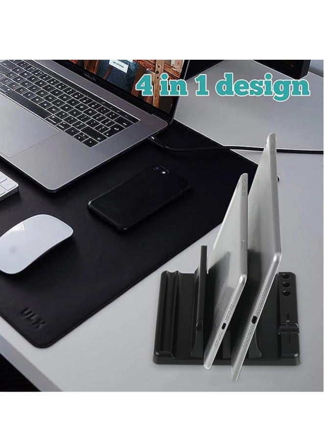 general Adjustable Width Vertical Laptop Holder | 2-Slot Desk Space Saving Organizer Stand Fits All Laptop Size (ABS, Black) - Image 4