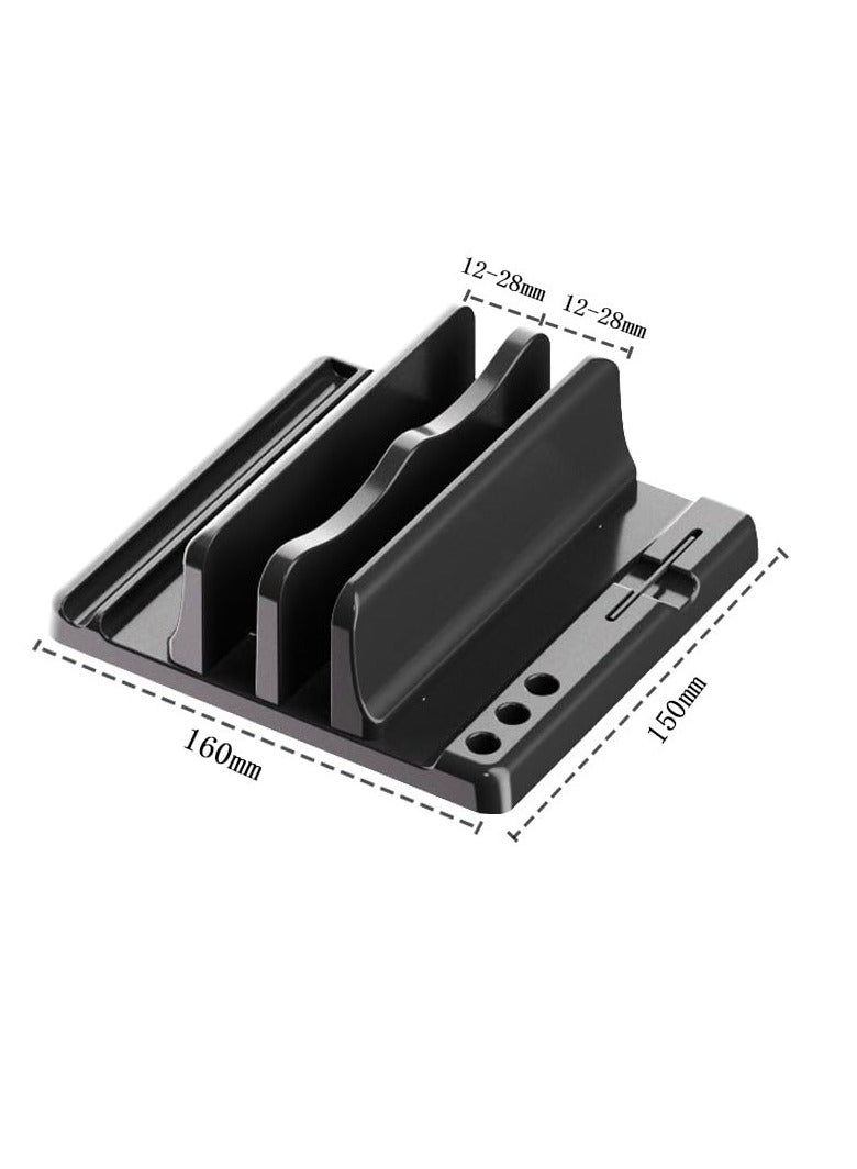 general Adjustable Width Vertical Laptop Holder | 2-Slot Desk Space Saving Organizer Stand Fits All Laptop Size (ABS, Black) - Image 5