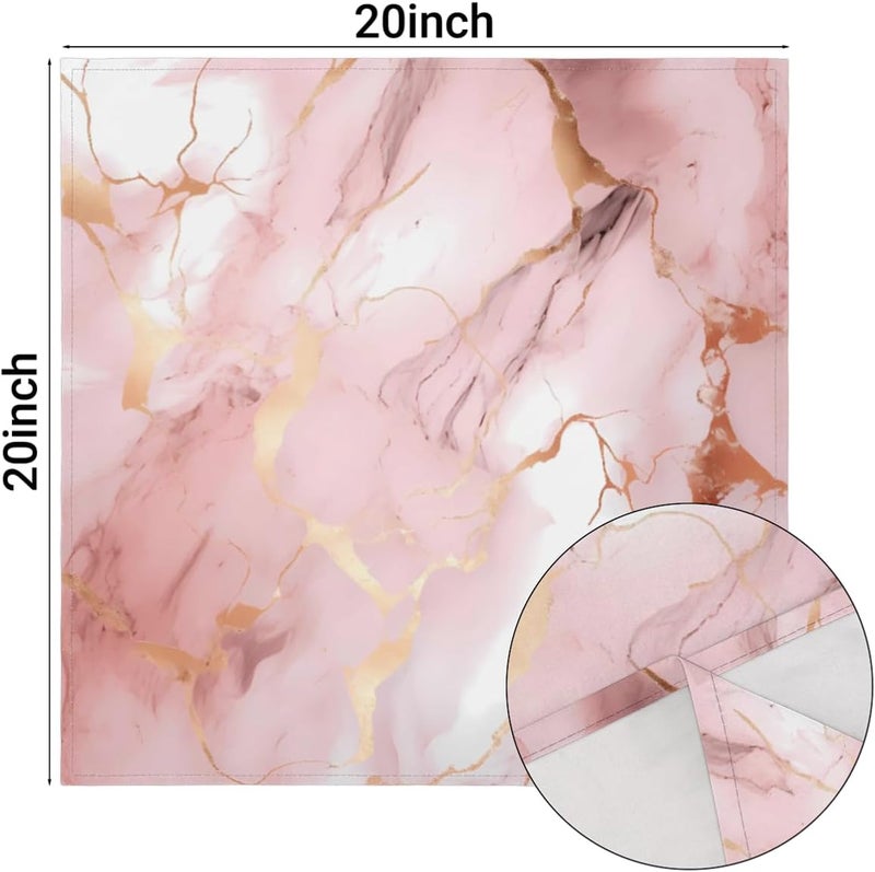 DXTKWL Cloth Napkins Set of 6 Pink Rose Gold Marble Print Polyester Dinner Napkins 20x20 inch Reusable Washable Table Cloth Napkins for Home Holiday Dining Wedding Party Decoration - Image 3