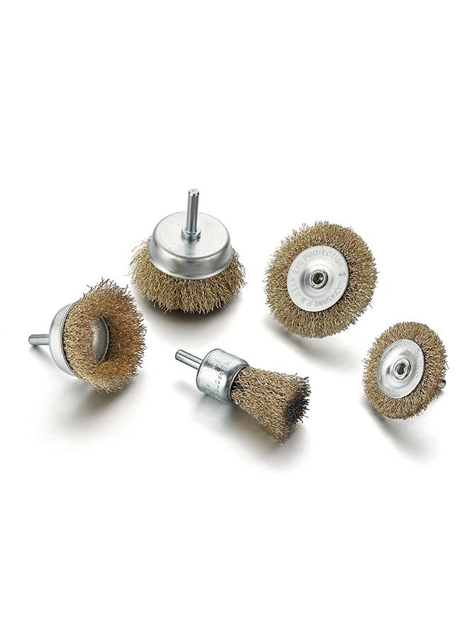 LAWAZIM Pro7 Wire Brush Set -5 Piece- Heavy-Duty Brass Abrasive Deburring Wire Wheel Brushes, Cup Brushes, and End Brush - Perfect for Metal Cleaning, Rust Removal, and Surface Preparation with Power Tools  - Image 2