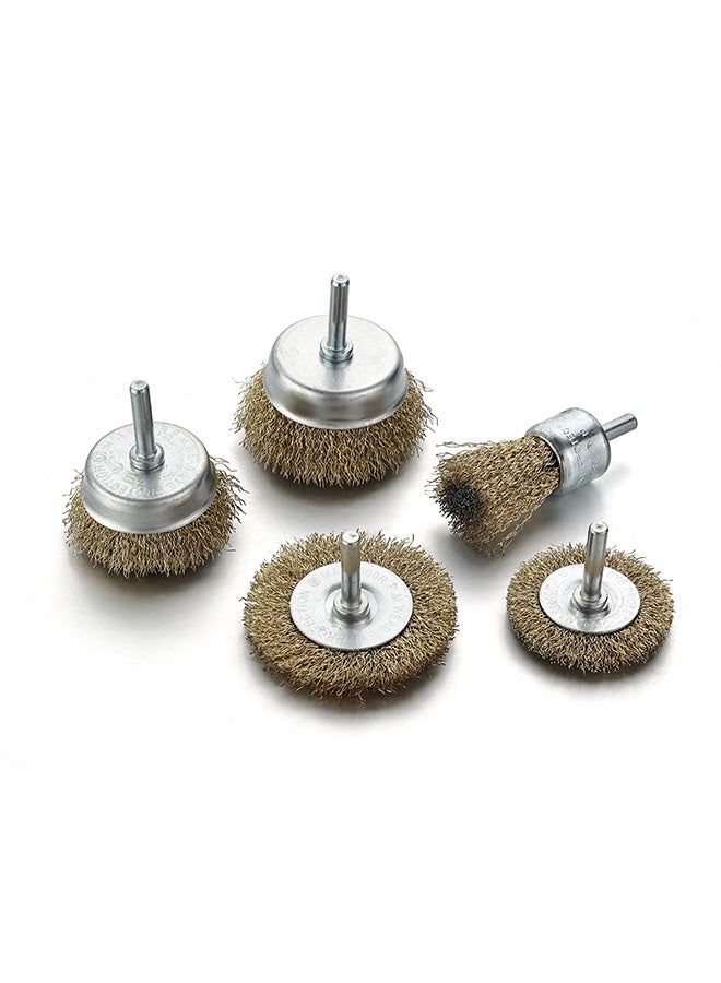 LAWAZIM Pro7 Wire Brush Set -5 Piece- Heavy-Duty Brass Abrasive Deburring Wire Wheel Brushes, Cup Brushes, and End Brush - Perfect for Metal Cleaning, Rust Removal, and Surface Preparation with Power Tools  - Image 1