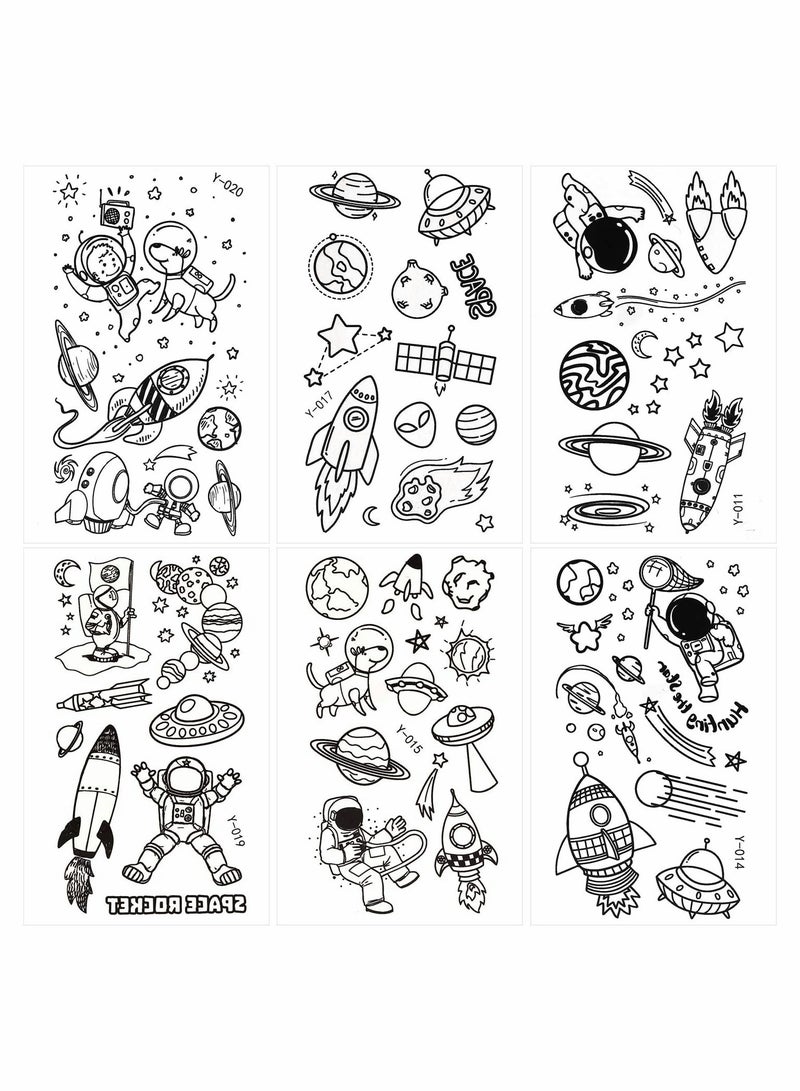 SYOSI 10 Sheets Temporary Tattoos for Kids Luminous Tattoo Sticker Glow in The Dark Outer Space UFO Theme Fake Waterproof Tattoos for Boys Girls - Image 3