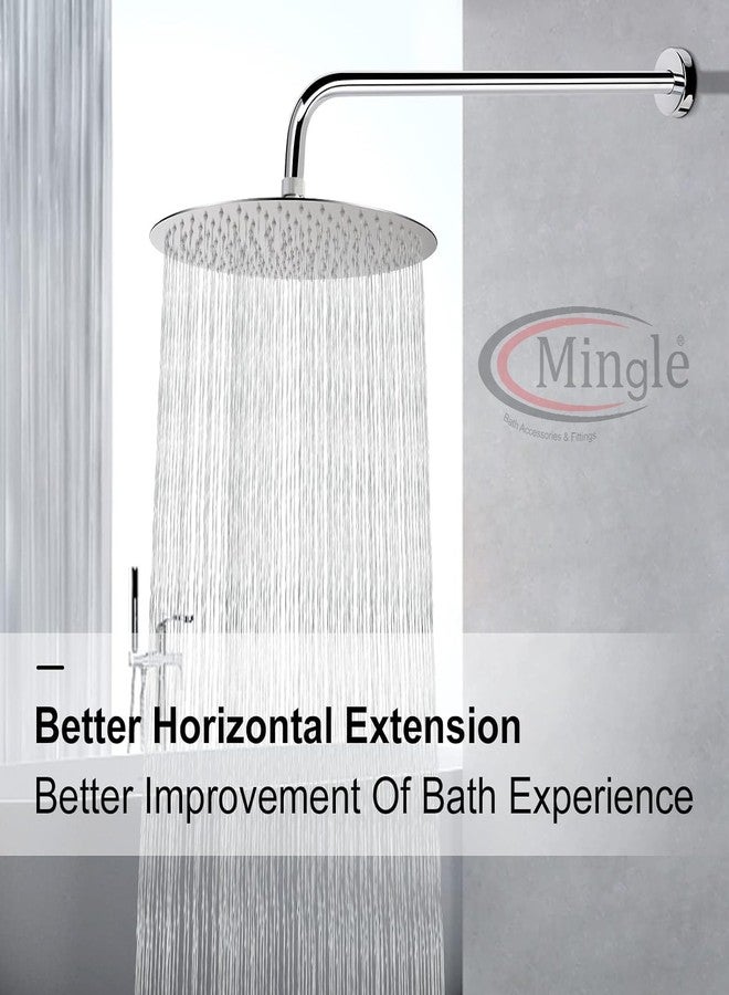 Mingle® Round Full Bend Shower Arm | Premium Stainless Steel Shower Arm for Overhead Showers | Chrome Finish Shower Holder (ARM_24*24) - Image 3