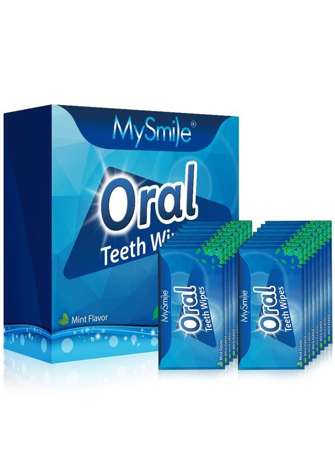 MySmile Teeth Wipes 100pcs Disposal Finger Brush Deep Cleaning Wipes Oral Brush Ups Tooth Wipes ​For Teeth Cleaning, Oral freshes Mint Flavor - Image 1