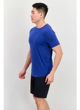 Project Essentials Men Crew Neck Short Sleeves Plain T-Shirt, Blue  - Image 3