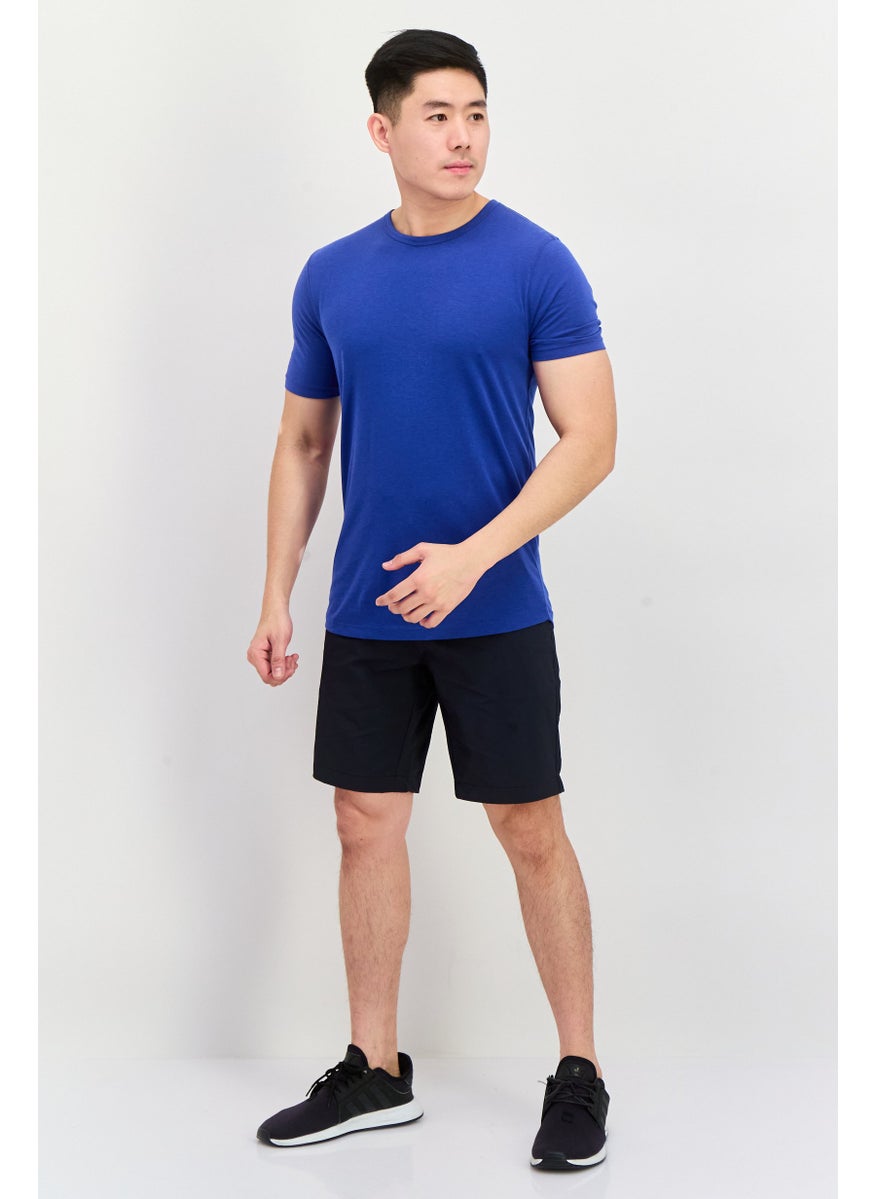 Project Essentials - Men Crew Neck Short Sleeves Plain T-Shirt, Blue - Image 1