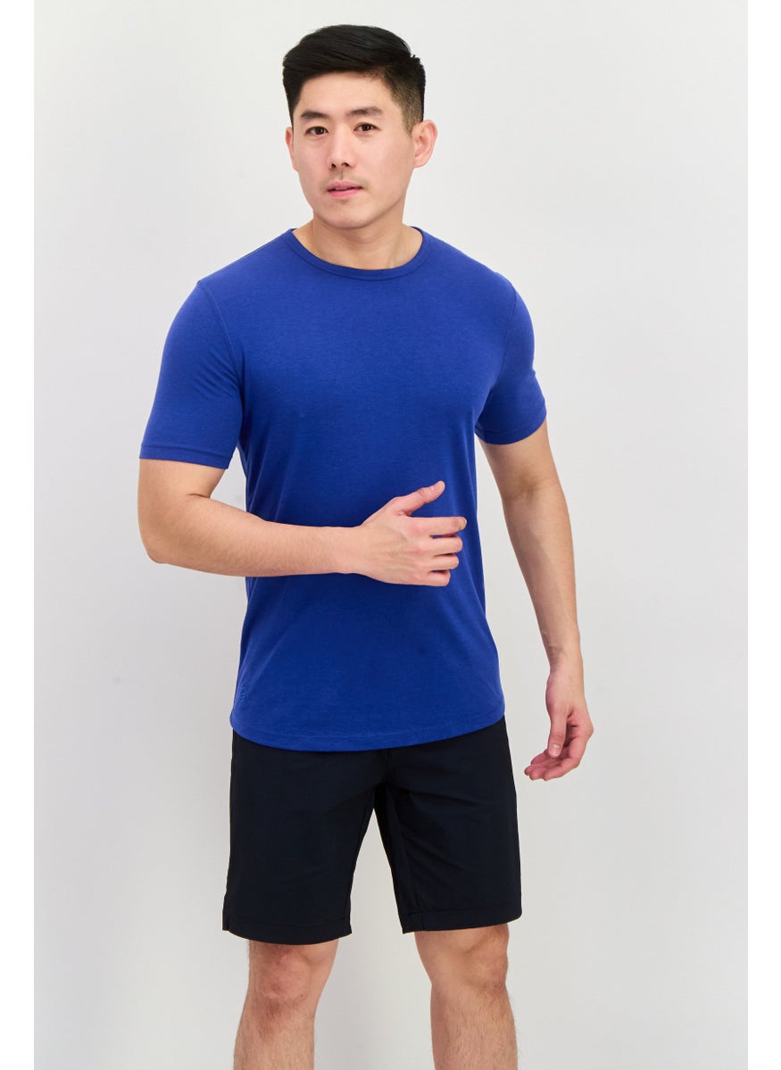 Project Essentials - Men Crew Neck Short Sleeves Plain T-Shirt, Blue - Image 1