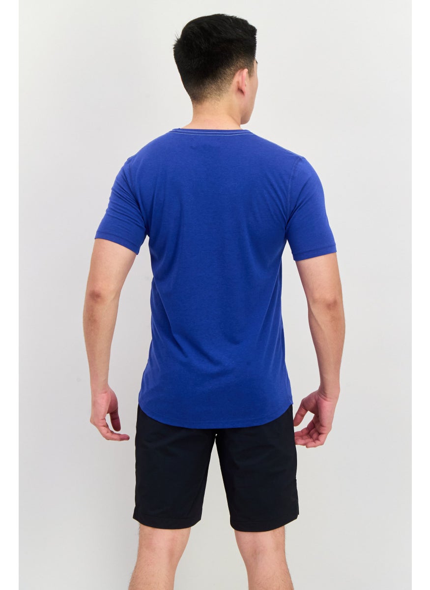 Project Essentials - Men Crew Neck Short Sleeves Plain T-Shirt, Blue - Image 1
