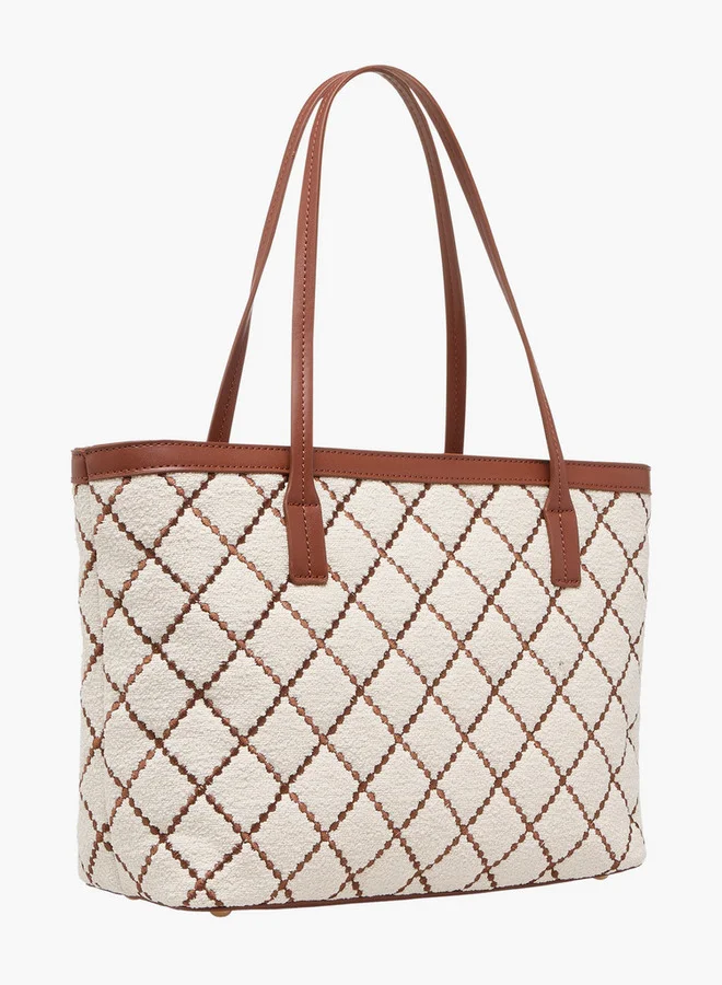 Paprika Embroidered Tote Bag with Detachable Strap and Zip Closure