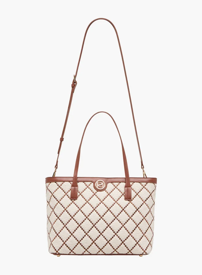 Paprika Embroidered Tote Bag with Detachable Strap and Zip Closure
