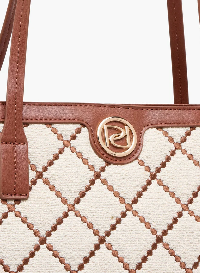 Paprika Embroidered Tote Bag with Detachable Strap and Zip Closure