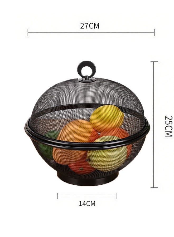 HOMESTAR Fruit Basket With Lid, Decorative Fruit Bowl,  Fruit Display Stand, Keeps Flies Out, Metal Wire Basket Covered for Fruits, Vegetables - Image 4