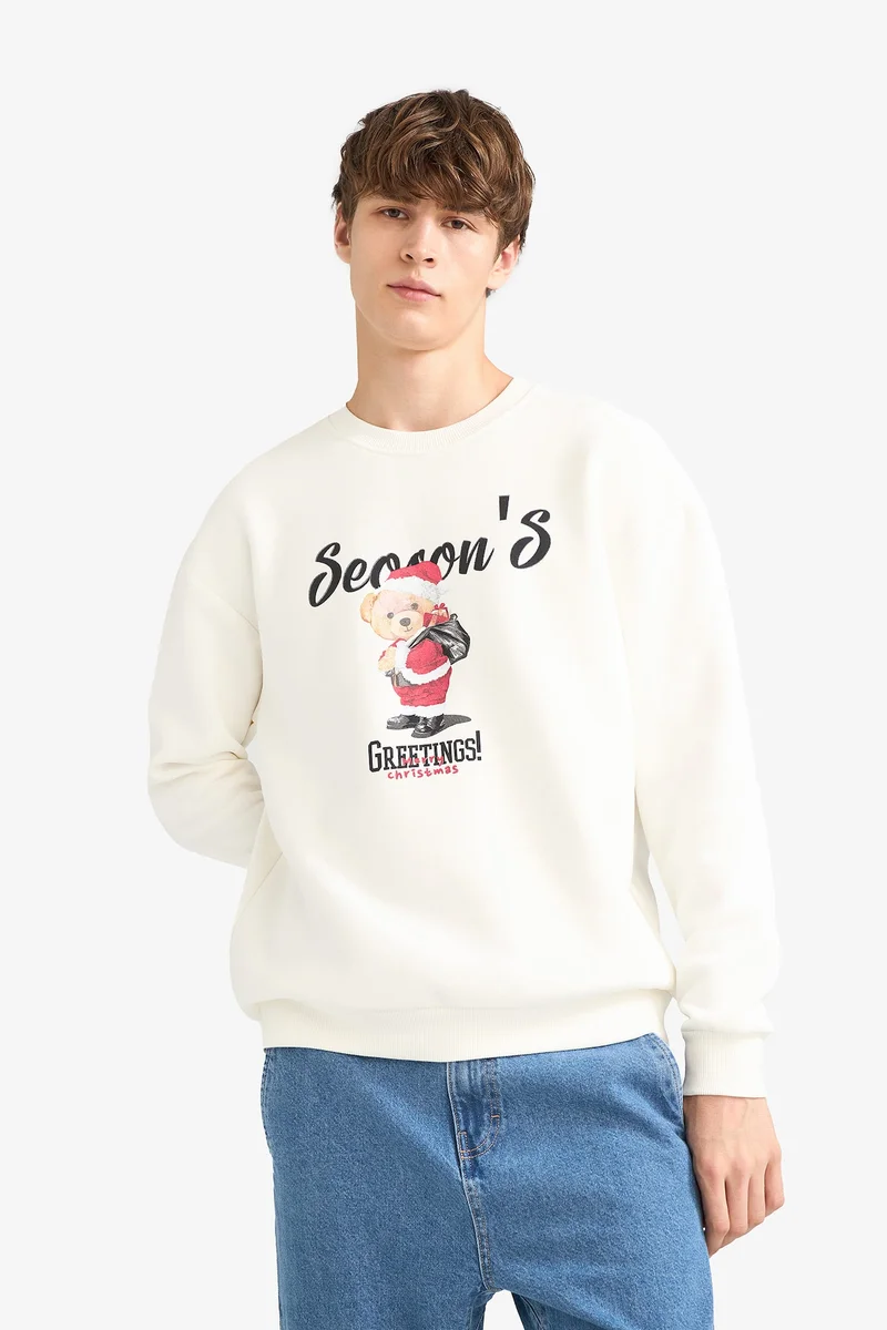 Defacto  Boxy Fit Printed Sweatshirt for Men | Best Price UAE