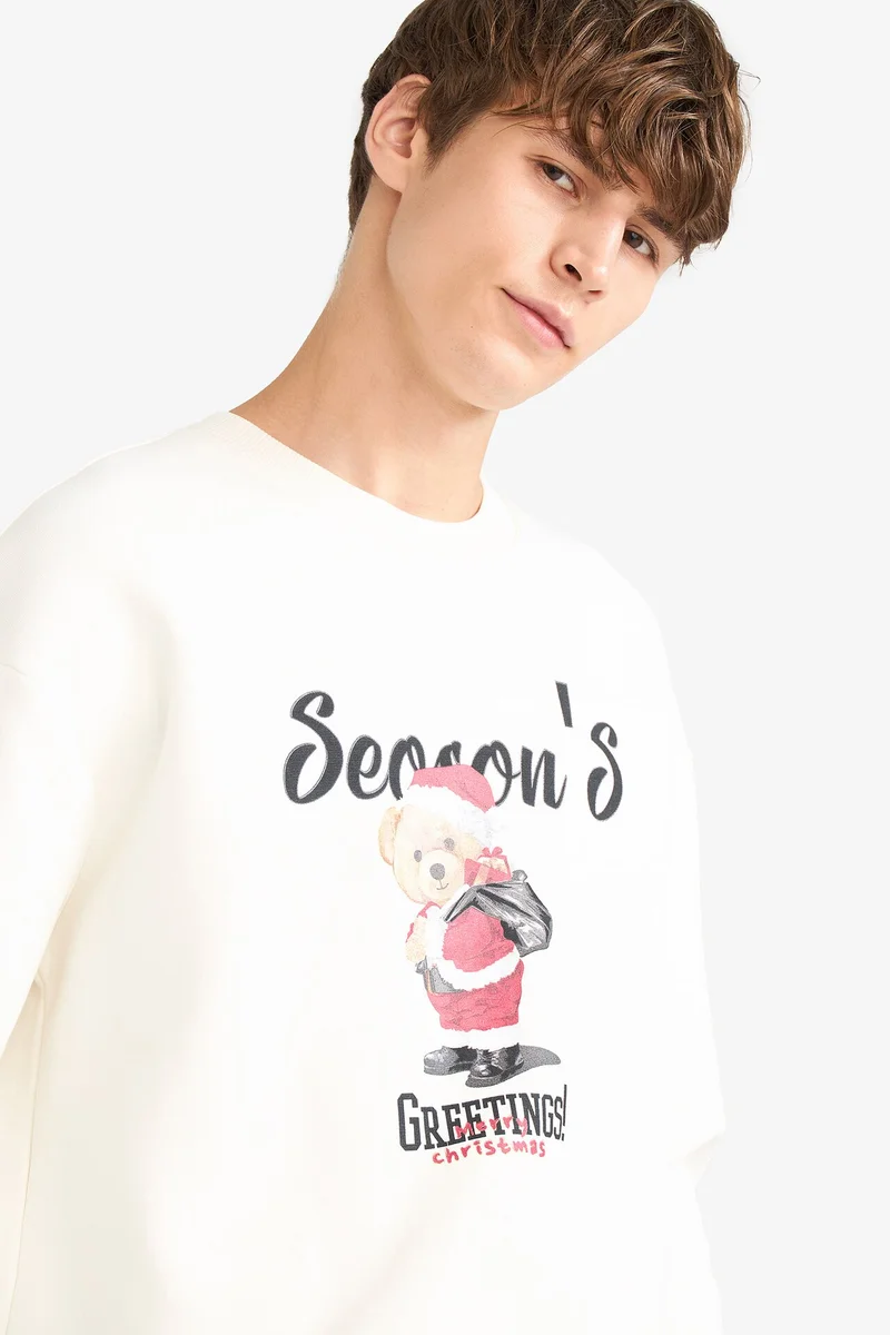 Defacto  Boxy Fit Printed Sweatshirt for Men | Best Price UAE