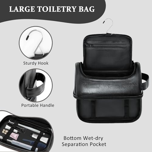 Aganmi Engraved Initial Mens Toiletry Travel Bag, Unique Corporate Gifts for Clients Boss Colleague Employee Appreciation Gifts Birthday Party Favor Waterproof Shaving Bag for Men, Black S - Image 5