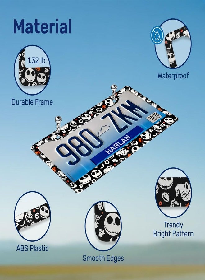 GENANY Horror Nightmare Skellington License Plate Frame for Car Truck Sedan SUV, Car Plate Frame, Durable Frame, Plastic License Frame, Horror License Plate Frame, Car Accessories, Halloween Decor - Image 4
