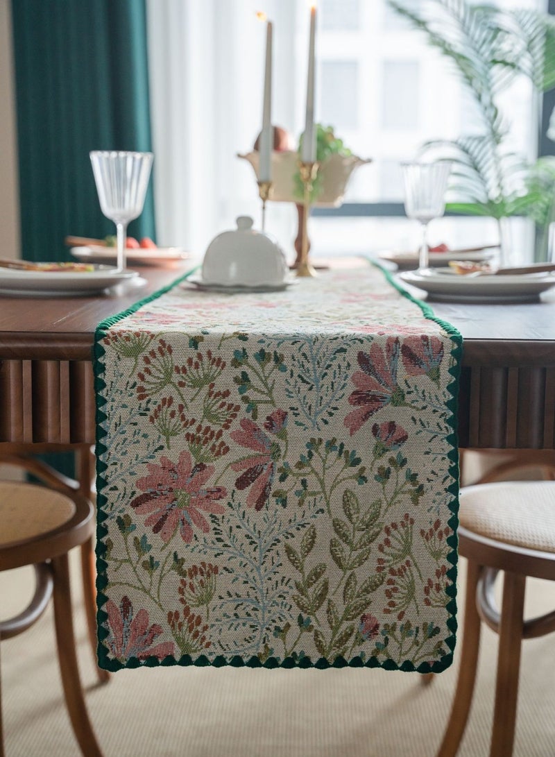 Table runner jacquard tea towel embroidered pastoral pink lily TV cabinet coffee table long cloth decorative 30*180cm - Image 5