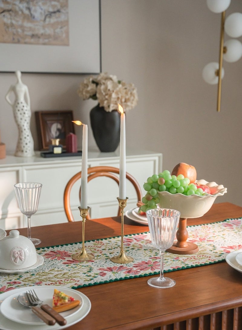 Table runner jacquard tea towel embroidered pastoral pink lily TV cabinet coffee table long cloth decorative 30*180cm - Image 2