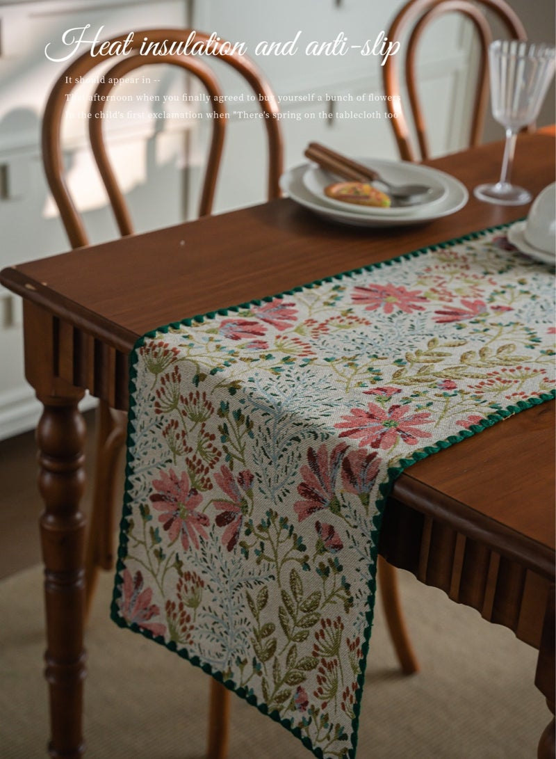 Table runner jacquard tea towel embroidered pastoral pink lily TV cabinet coffee table long cloth decorative 30*180cm - Image 4