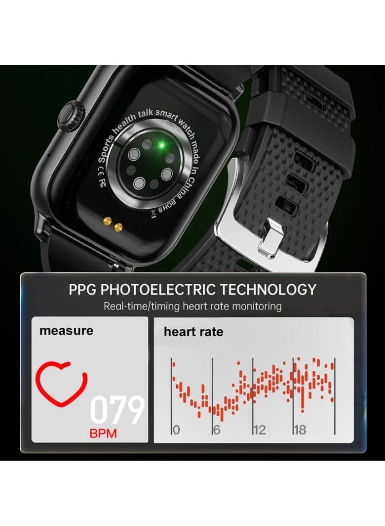F12 Smart Watch with 2.02 Inch Curved Screen Encoder Bluetooth Calling and Health Monitoring Smart Bracelet Black