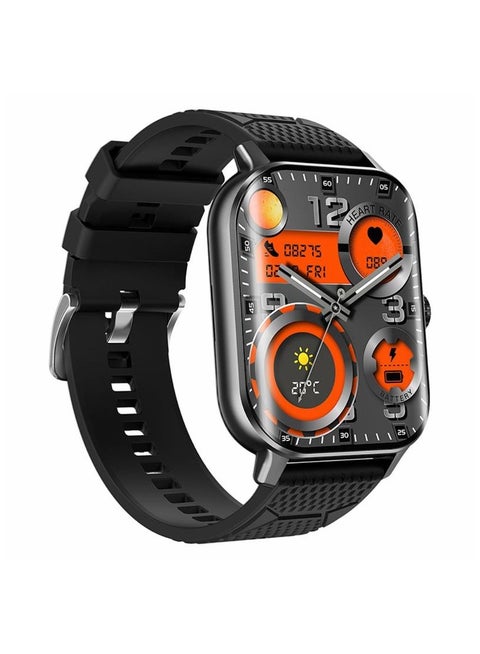 F12 Smart Watch with 2.02 Inch Curved Screen Encoder Bluetooth Calling and Health Monitoring Smart Bracelet Black