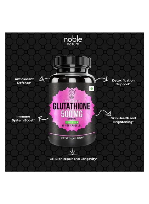 noble nature Extra Strength Glutathione 500 mg - Reduced Form - 30 Veg  Capsules | Best Price Kuwait