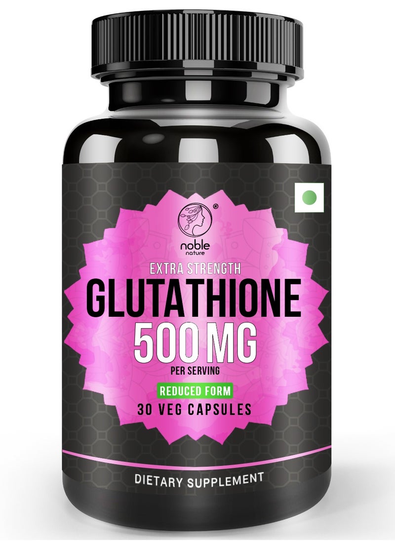 noble nature Extra Strength Glutathione 500 mg - Reduced Form - 30 Veg Capsules  - Image 1