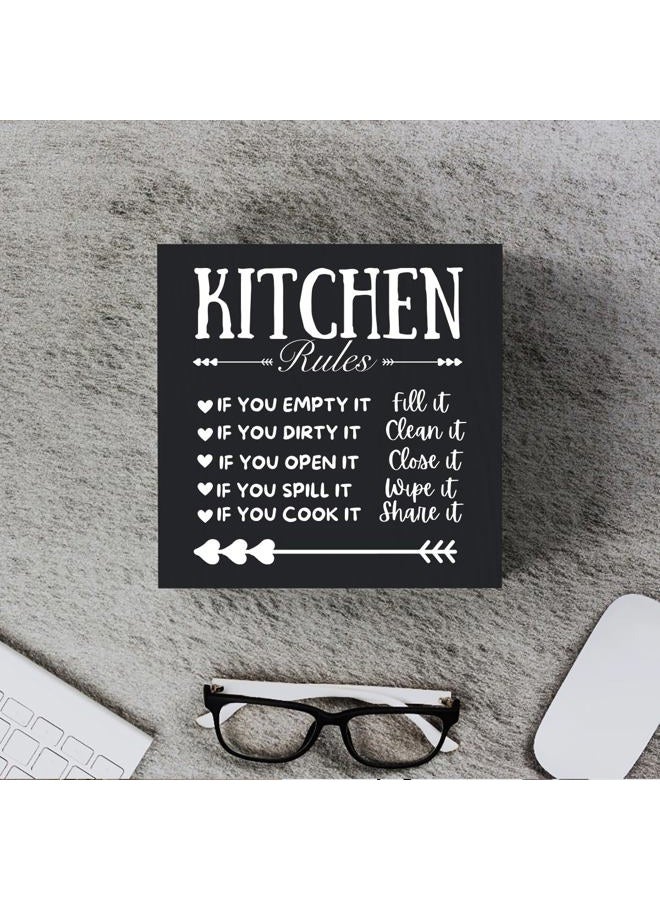 Woght Funny Kitchen Decor Rustic Kitchen Decorations Wood Sign Desk Decor Farmhouse Black Wooden Box Sign for Home Dining Room Coffee Shelf Table Bar Living Room Counter Housewarming Gift - Image 4