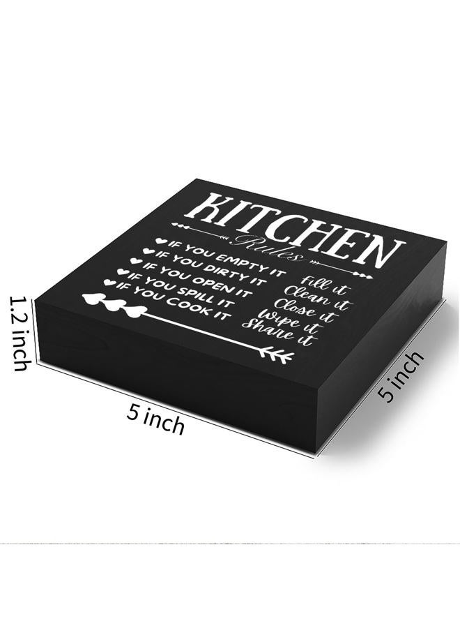 Woght Funny Kitchen Decor Rustic Kitchen Decorations Wood Sign Desk Decor Farmhouse Black Wooden Box Sign for Home Dining Room Coffee Shelf Table Bar Living Room Counter Housewarming Gift - Image 2