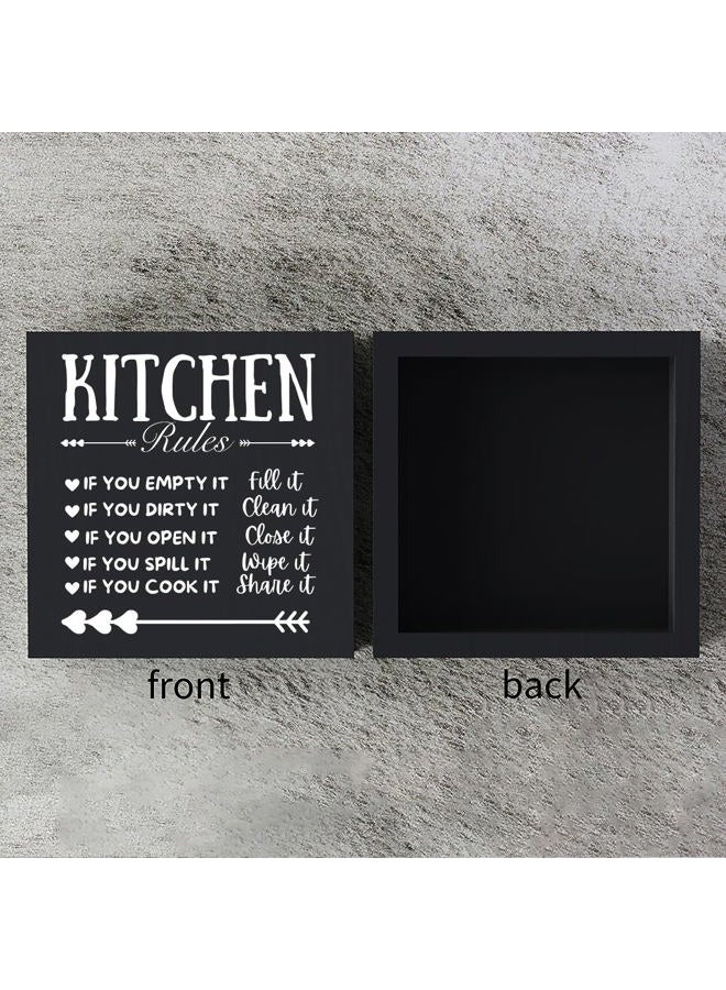 Woght Funny Kitchen Decor Rustic Kitchen Decorations Wood Sign Desk Decor Farmhouse Black Wooden Box Sign for Home Dining Room Coffee Shelf Table Bar Living Room Counter Housewarming Gift - Image 3