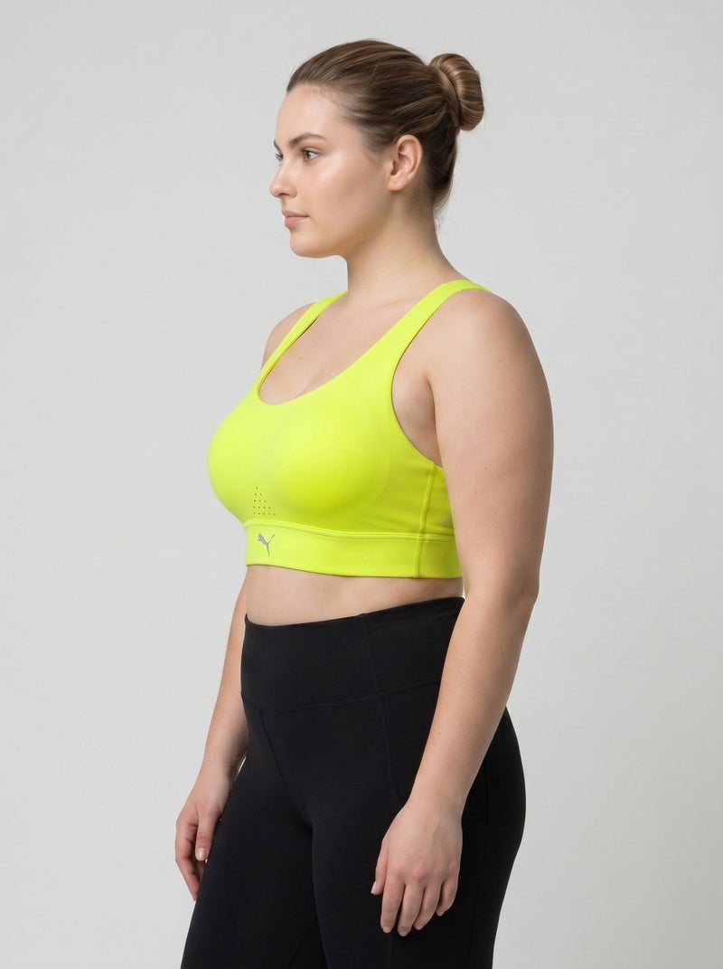 PUMA Women Brand Logo Padded Running Sports Bra, Lime Green - Image 3