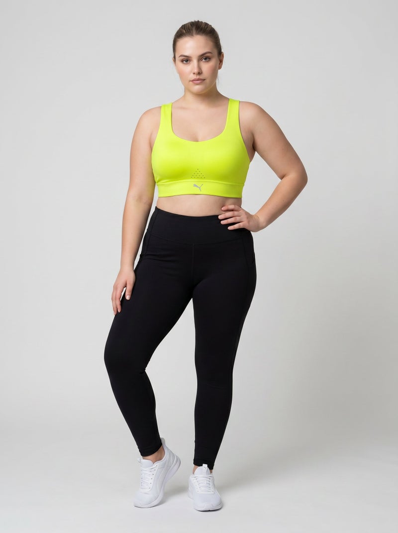 PUMA Women Brand Logo Padded Running Sports Bra, Lime Green - Image 2