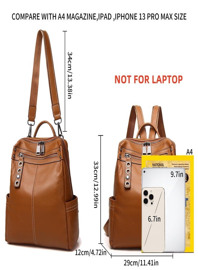 Wesccimo Genuine Leather Backpack Purse For Women Real Soft Leather Travel Fashion Designer Convertible Ladies Shoulder Bag - Image 5