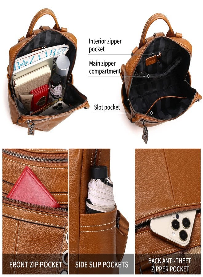Wesccimo Genuine Leather Backpack Purse For Women Real Soft Leather Travel Fashion Designer Convertible Ladies Shoulder Bag - Image 4
