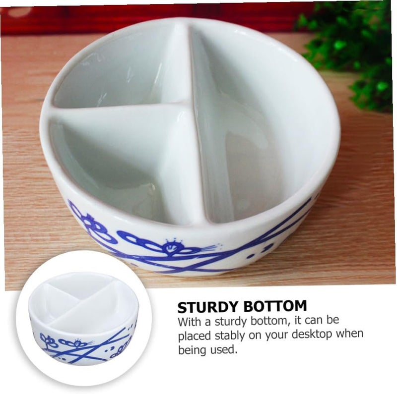 Ceramic Ink Saucer and Wash Brush Pot Porcelain Palette with Dividers 16.5x6.6cm for Watercolor and Gouache Painting Artists and Calligraphy Use - Image 3