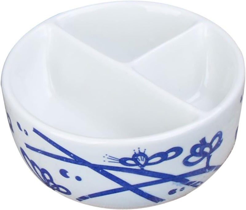 Ceramic Ink Saucer and Wash Brush Pot Porcelain Palette with Dividers 16.5x6.6cm for Watercolor and Gouache Painting Artists and Calligraphy Use - Image 1