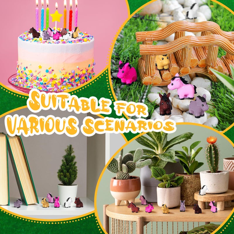Shappy 80 Pcs Mini Horse Figures Resin Horse Foal Models Miniature Animals Figurines Resin Miniature Ornaments Decoration for Garden Accessories Landscape Terrarium Cake DIY(Bright Color) - Image 4