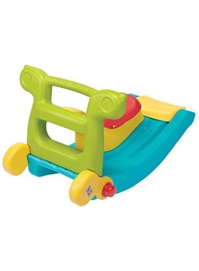 Rainbow Toys كرسي هزاز متعدد الوظائف من Rainbow Toys، لعبة 2 في 1، كرسي هزاز ملون، حصان هزاز للأطفال، زحليقة بلاستيكية - Image 2