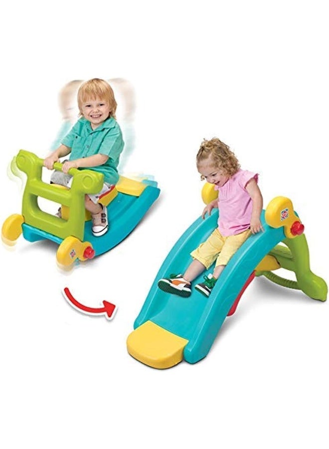 Rainbow Toys كرسي هزاز متعدد الوظائف من Rainbow Toys، لعبة 2 في 1، كرسي هزاز ملون، حصان هزاز للأطفال، زحليقة بلاستيكية - Image 1