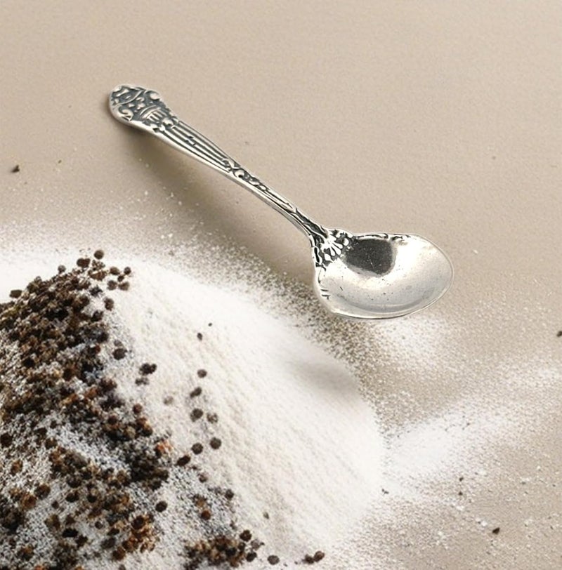 APOLEEA 925 Sterling Silver Small Salt Spoon - Premium Quality 2.1" Regal Spoon - Beautiful Flower Designed Handle - Gift for Culinary Enthusiasts - Image 5