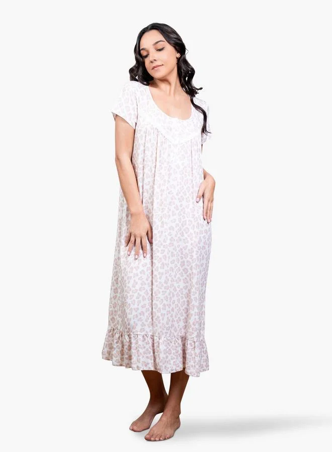 Aadaraya Aadaraya All-Over Animal Print Night Gown