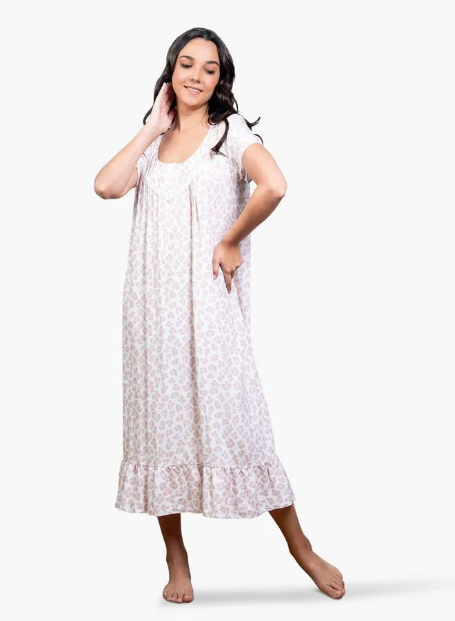 Aadaraya Aadaraya All-Over Animal Print Night Gown