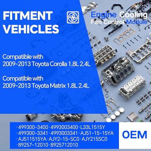 AdvanEX وحدة تحكم مروحة التبريد AdvanEX متوافقة مع تويوتا كورولا/ماتريكس 2009-2013 تستبدل OE 499300-3400، 89257-12010، L33L1515Y - Image 3