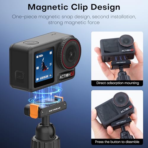 REYGEAK Mini Extension Rod for DJI Osmo Action 5 Pro/4/3,Adjustable Camera Tripod Holder with Magnetic Camera Mount Adapter for DJI OSMO Action Accessories(6.89in) - Image 2