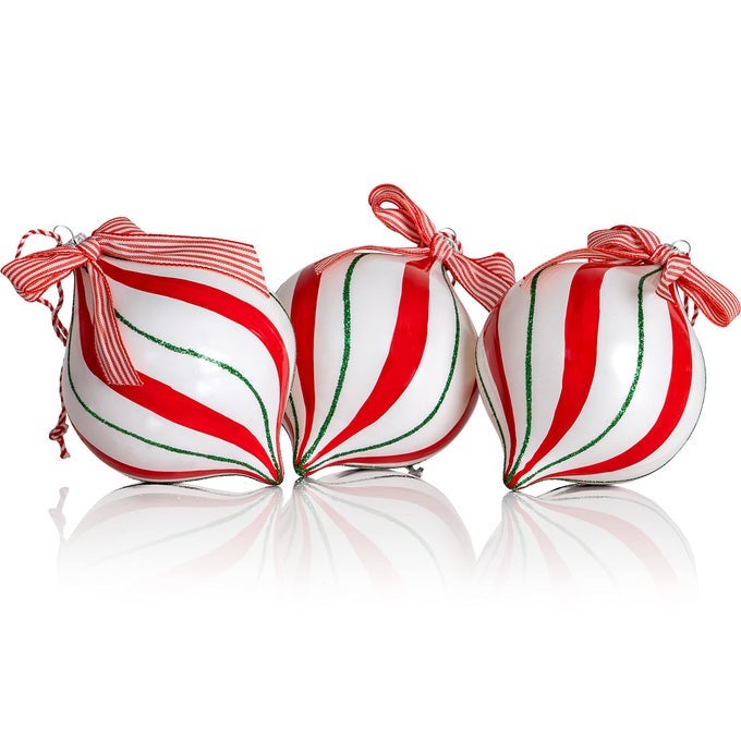 PEPPERMINT CANDY ORNAMENT SET CHRISTMAS CANDY CANE BALL SHATTERPROOF CANDY BALLS HANGING XMAS ORNAMENTS FOR INDOOR OR OUTDOOR HOLIDAY CHRISTMAS TREE DECOR 45 1 DOZEN